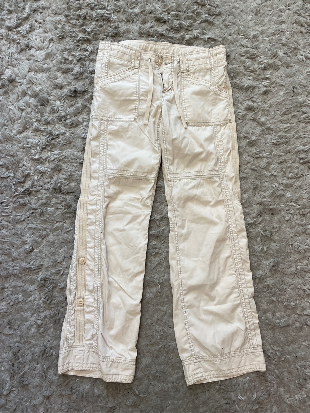 GAP Cream Straight-Leg Cargo Jeans